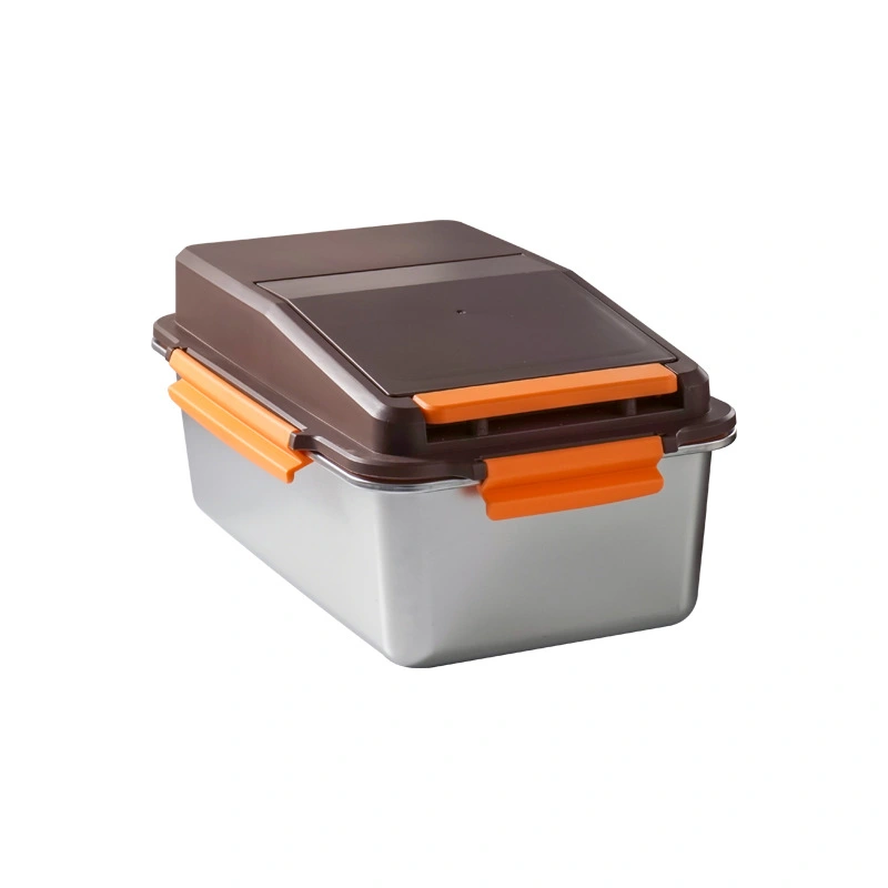 Seau à riz de 10 kg en acier inoxydable 304 scellé au silicone