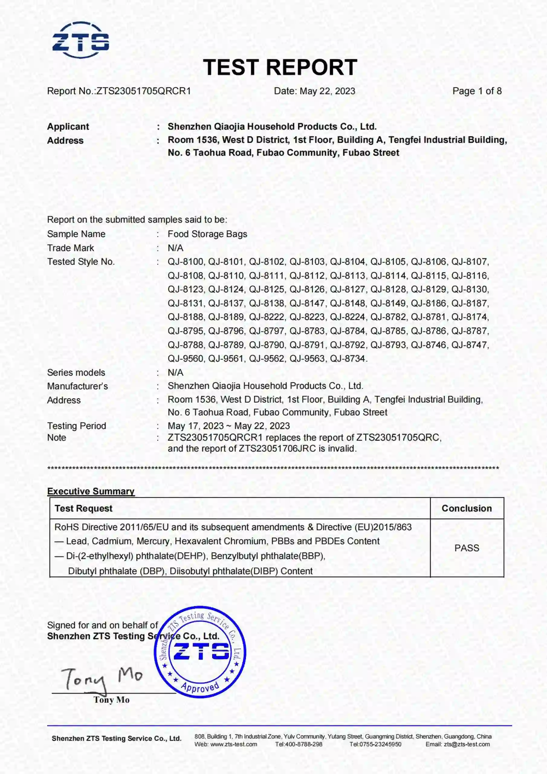 Artfullife® Rohs-certificeringstestrapport
